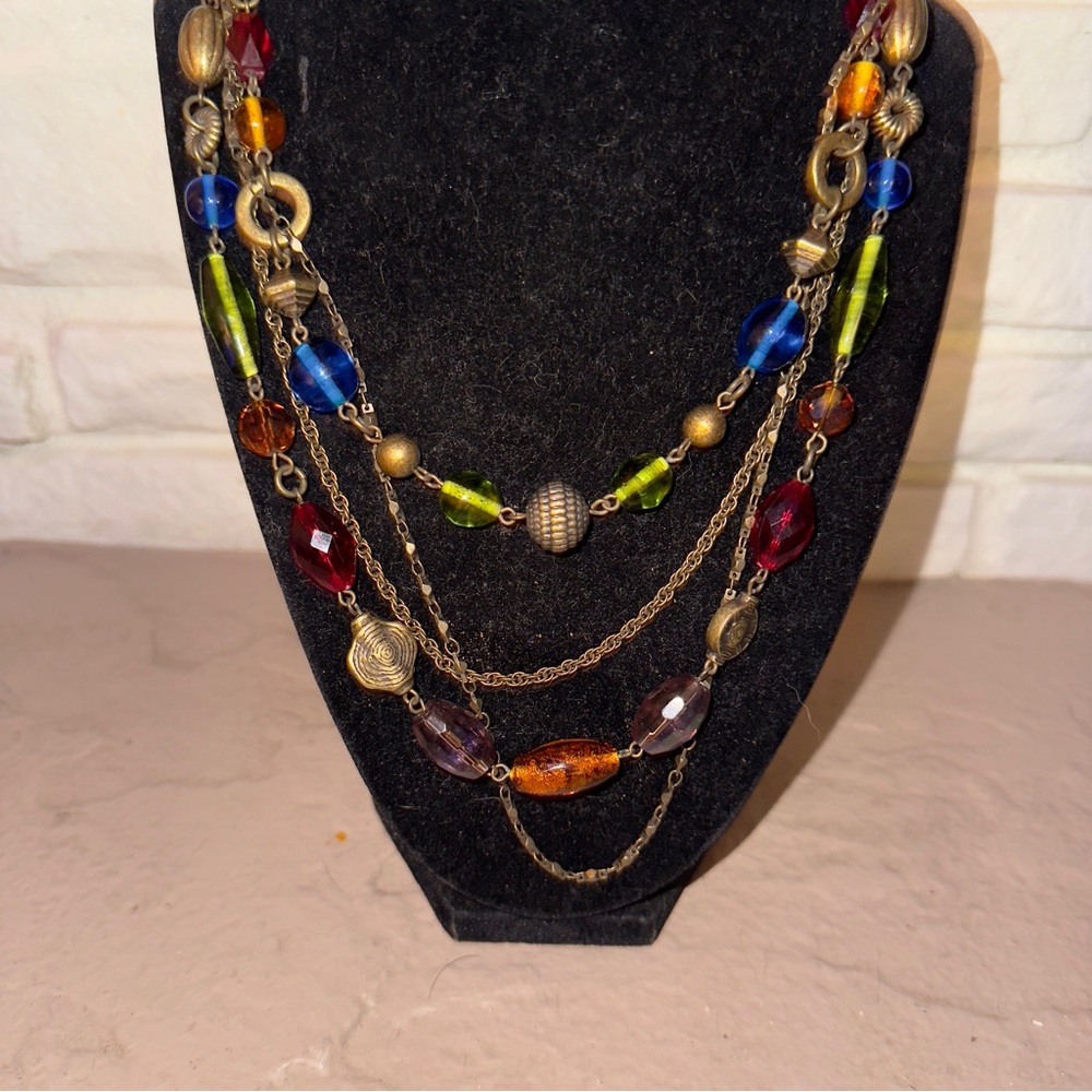 Nwt Lia Sophia Multi Strand Multi Color Necklace - image 1